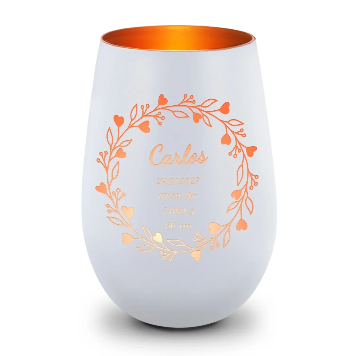 Deko Windlicht aus Glas mit Gravur - Geschenk zur Geburt - Personalisiert mit Namen – Image 9
