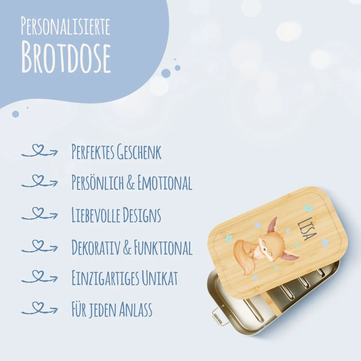 Brotdose mit Deckel für Kinder mit UV-Druck im "Fuchs" Design – Image 6