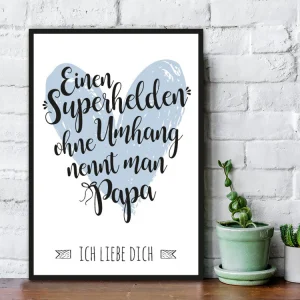 Holzschild mit Spruch Superhelden ohne Umhang Papa