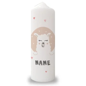 Große Kerze "Lama" mit Namen, Datum & Gewicht zur Geburt