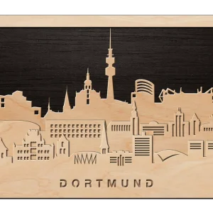 3D Wandbild aus Holz Skyline Dortmund 2017