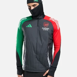 Haut 1/4 zip Arsenal 2025 Cagoule Intégrée - Noir/Rouge/vert