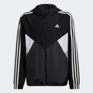Veste Coupe-Vent Adidas Colorblock Junior - Noir/Blanc/Gris